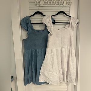 White fit and denim fit and flare dress size large. Take both for $20